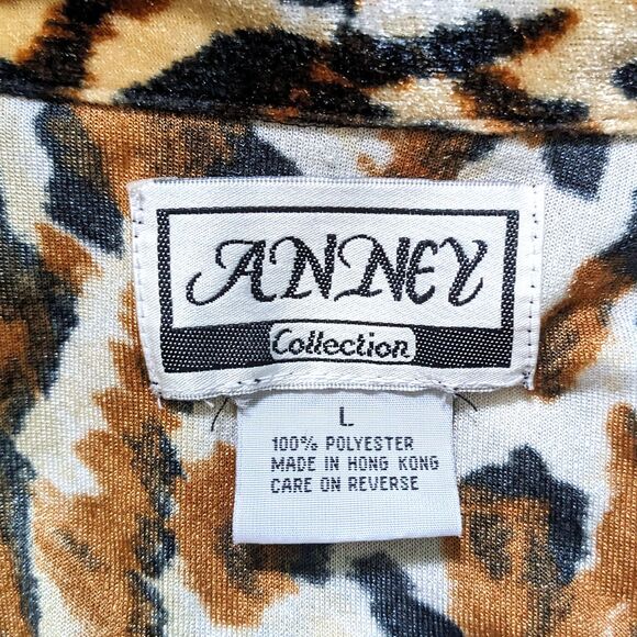 Vintage Anney Leopard Print Jacket Womens L Velour Mob Wife Grandmacore Animal - Picture 5 of 8